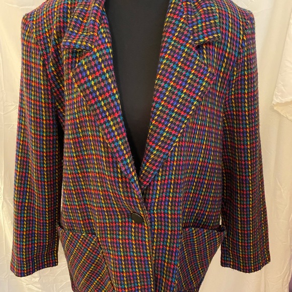 Vintage Blair Multicolor Plaid Women's Blazer - Picture 6 of 7